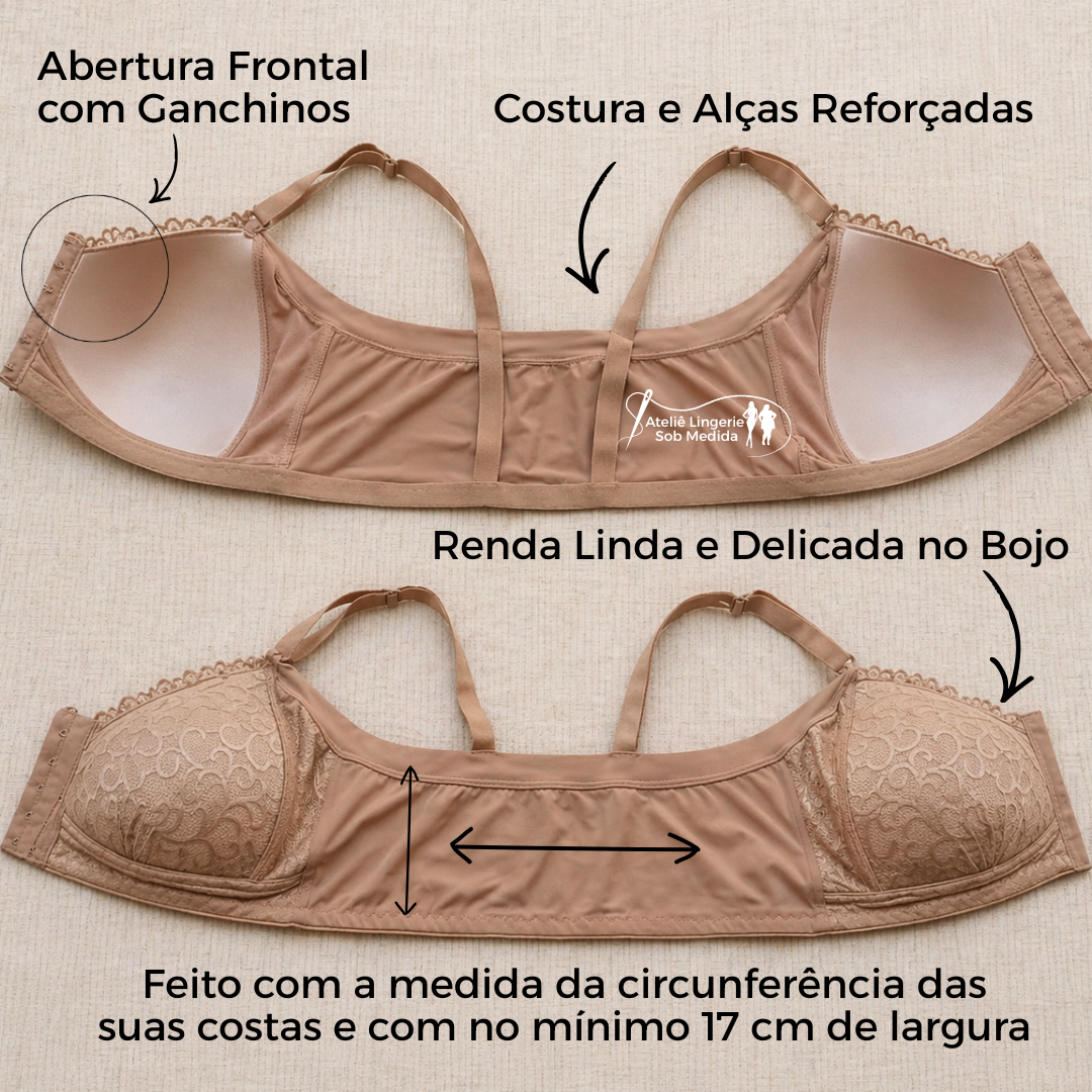 Sutiã com abertura na frente reforçado plus size